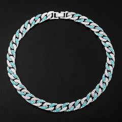 13mm Two-Tone Blue & White Iced Links