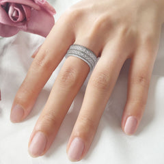 Irregular Princess Cut Sterling Silver Wedding Bands