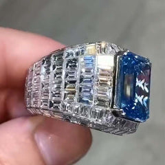Sapphire Sterling Silver Emerald Cut Engagement Rings
