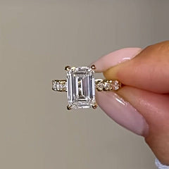 Elegant Sterling Silver Emerald Cut Vintage Engagement Rings