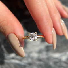 Simplicity Cushion Cut Sterling Silver Engagement Rings