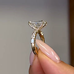 Elegant Sterling Silver Emerald Cut Vintage Engagement Rings