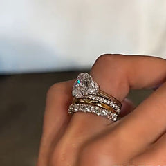 Premium Cushion Cut Sterling Silver Wedding Sets