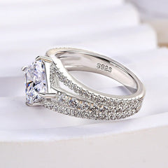 Crown Princess Cut Sterling Silver Engagement Rings