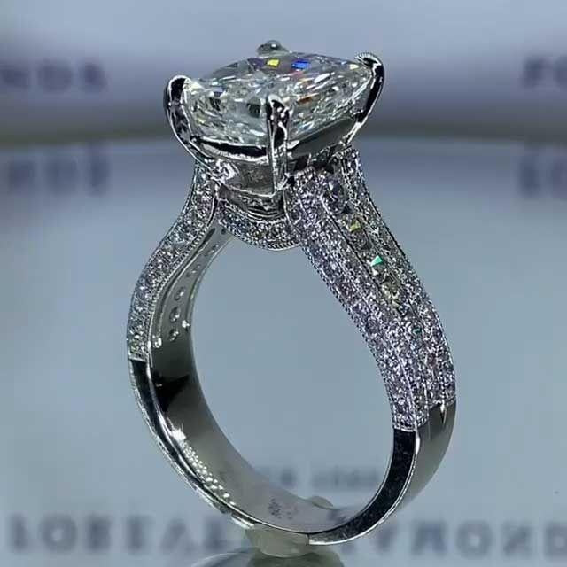 Luxurious Radiant Cut Sterling Silver Engagement Rings
