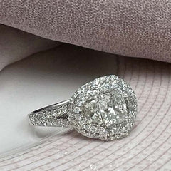 Surround Princess Cut Sterling Silver Engagement Rings