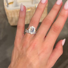Classic Sterling Silver Emerald Cut Engagement Rings