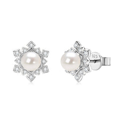 Snowflake Pearl Earrings Light Luxury Elegant High-Grade Sterling Silver