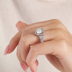Hollow Design Round Cut Sterling Silver Wedding Rings