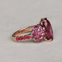 Pomegranate Red Marquise Cut Sterling Silver Vintage Engagement Rings
