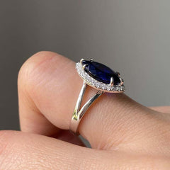 Sapphire Marquise Cut Silver Haol Engagement Rings