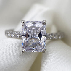 Classical Radiant Cut Sterling Silver Wedding Rings