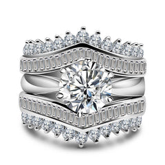 Handmade Round Cut Sterling Silver Wedding Sets