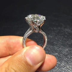 Custom Round Cut Sterling Silver Engagement Rings