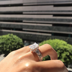 Mosaic Radiant Cut Sterling Silver Engagement Rings