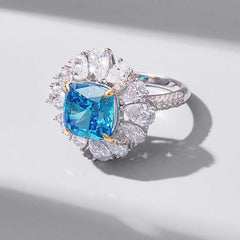 Halo Cushion Cut Sterling Silver Engagement Rings