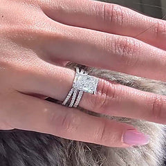 Classic Radiant Cut Sterling Silver Wedding Sets