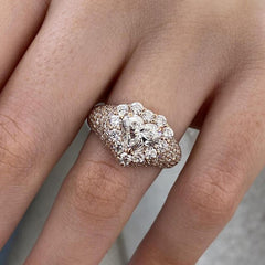 Halo Sterling Silver Heart Cut Engagement Rings