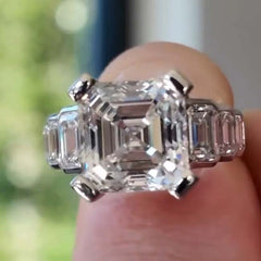 Hemming Asscher Cut Sterling Silver Wedding Rings