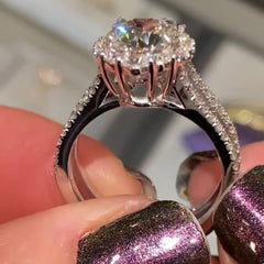 Halo Round Cut Sterling Silver Wedding Sets