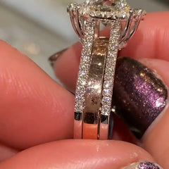 Halo Round Cut Sterling Silver Wedding Sets