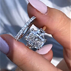 Gorgeous Radiant Cut Sterling Silver Wedding Sets