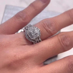 Luxurious Princess Cut Sterling Silver Wedding Sets