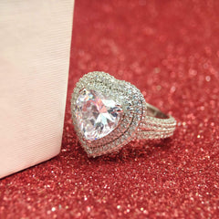 Brilliant Sterling Silver Heart Cut Engagement Rings