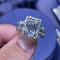 Gorgeous Radiant Cut Sterling Silver Wedding Rings
