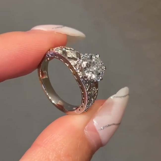 Hollow Design Round Cut Sterling Silver Wedding Rings