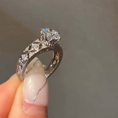 Hollow Design Round Cut Sterling Silver Wedding Rings