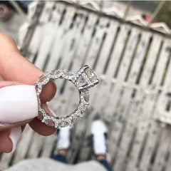 Mosaic Radiant Cut Sterling Silver Engagement Rings