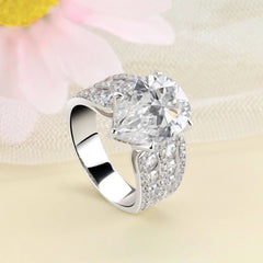 Shine Pear Cut Sterling Silver Engagement Rings