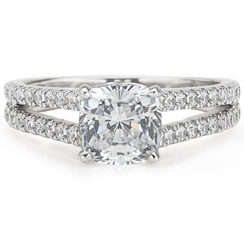 Pavlia Handmade Cushion Cut Double Row Engagement Rings