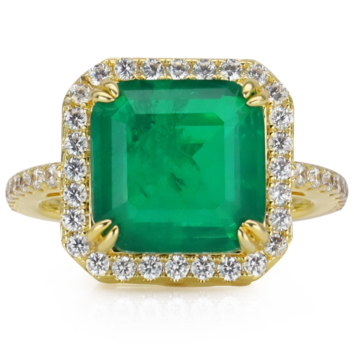 Handmade Elegant 8 CT Radiant Cut Emerald Fashion Rings