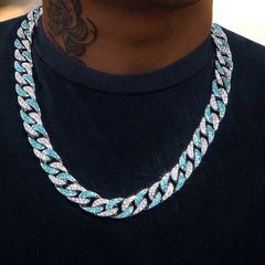 13mm Two-Tone Blue & White Iced Links