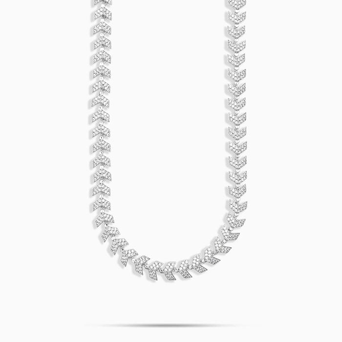 Iced Silver Arrowhead Necklace with Cubic Zirconia Accents