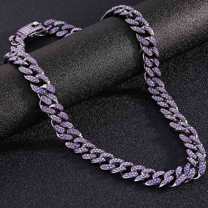 Purple Miami Cuban Chain 13mm Exclusive Fully Iced Out Necklace