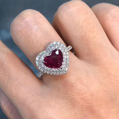 Double Halo Sterling Silver Heart Cut Engagement Rings