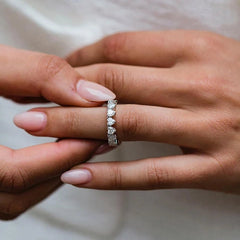 Inlay Heart Cut Sterling Silver Wedding Bands