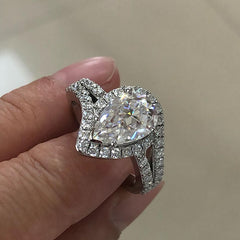 Irregular Pear Cut Sterling Silver Engagement Rings