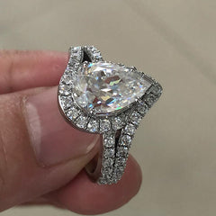 Irregular Pear Cut Sterling Silver Engagement Rings
