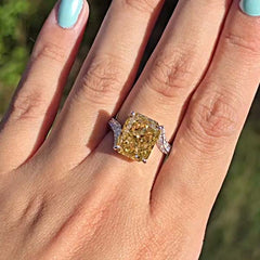 Yellow Radiant Cut Diamond Sterling Silver Engagement Rings