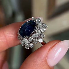 Sapphire Oval Cut Sterling Silver Vintage Engagement Rings