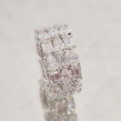 Irregular Design Setting Silver Wedding Bands
