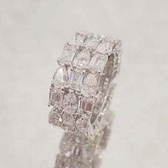 Irregular Design Setting Silver Wedding Bands