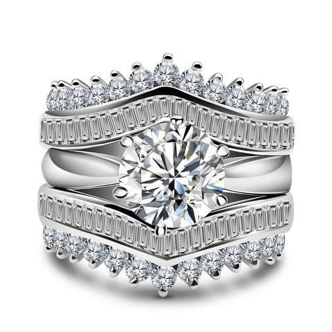 Handmade 2 CT Round Cut Crown Luxurious Bridal Ring Sets