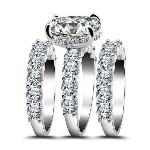 Pavlia 8 CT Luxurious Oval Cut Prong Setting Diamond Bridal Ring Sets