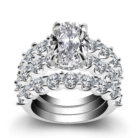 Pavlia 8 CT Luxurious Oval Cut Prong Setting Diamond Bridal Ring Sets