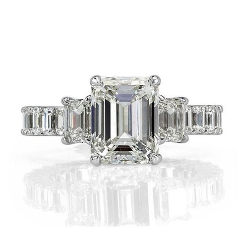 Sidestone 5 CT Baguette Cut Three Stones Promise Ring